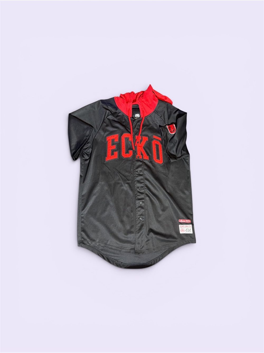 Ecko Unltd Black Tee with Red & White Label Accents